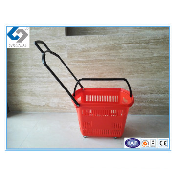 30L Plastic Shopping Basket with Four Wheels